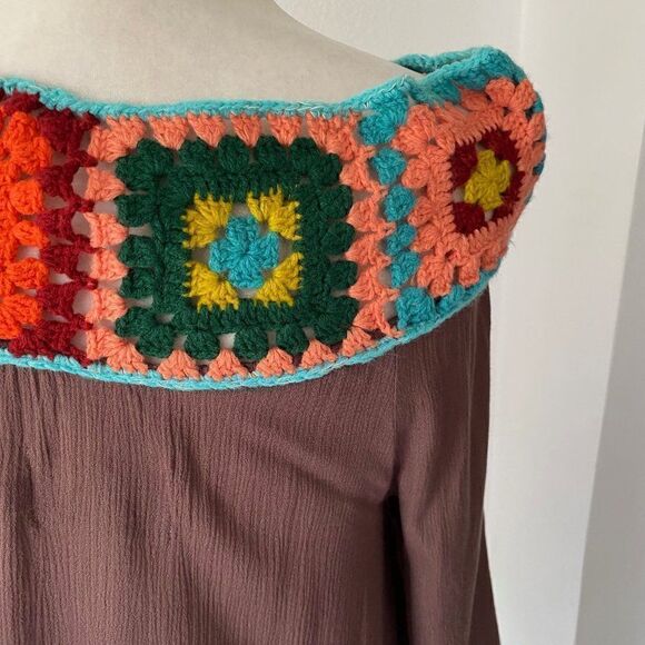 Judith March Boho Pheasant Crochet Top Shirt SZ S - Picture 9 of 15